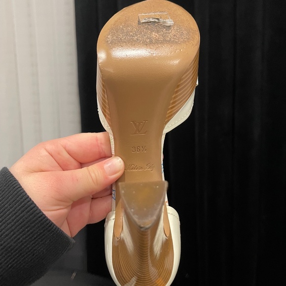 Louis Vuitton White (Multicolor) Monogram Canvas Platform Peep Pumps Size 36.5 - Picture 3 of 4